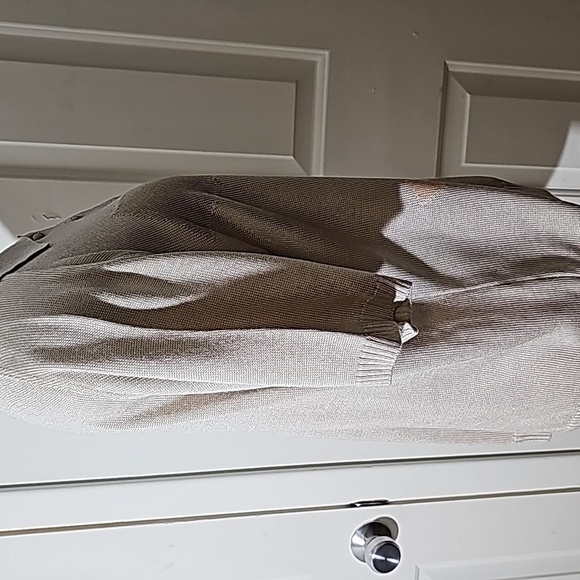 Freya made in Germany short sleeve sweater Henley style.  Cream and peach medium - Picture 6 of 9